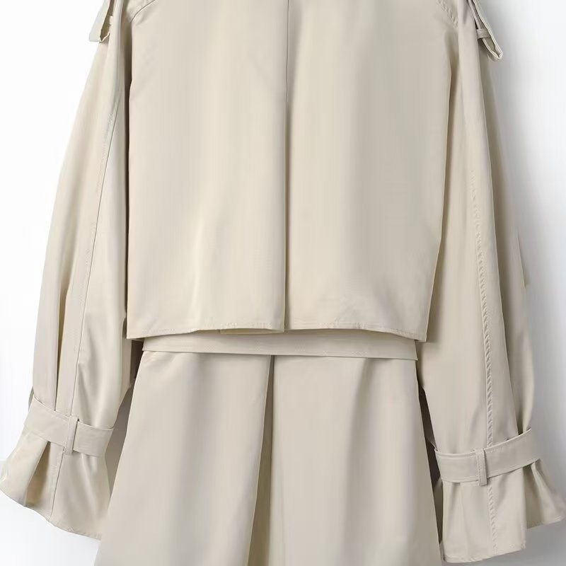 Damen Eleganter Trenchcoat mit Gürtel und oversized Kragen Drune