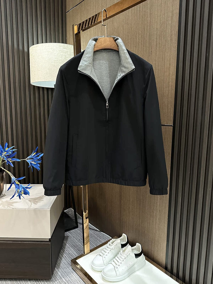 Herren Leichte Reißverschluss-Jacke mit elastischem Saum und kontrastkragen Drune