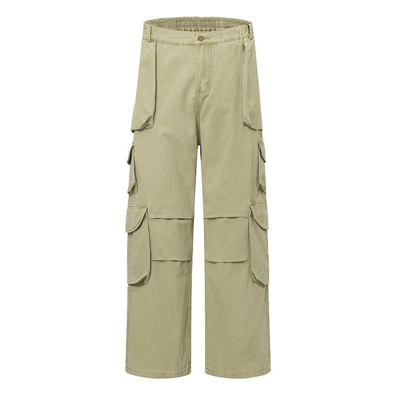 Damen Weite Cargo-Hose mit Multi-Taschen und hoher Taille Drune
