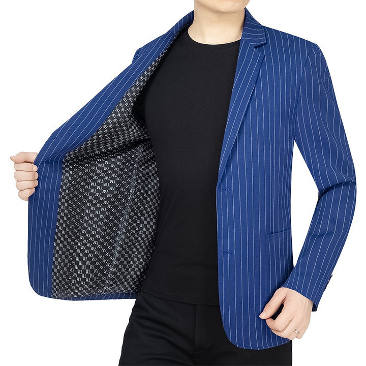 Herren Nadelstreifen-Sakko Slim-Fit mit kontrastivem Innenfutter Drune