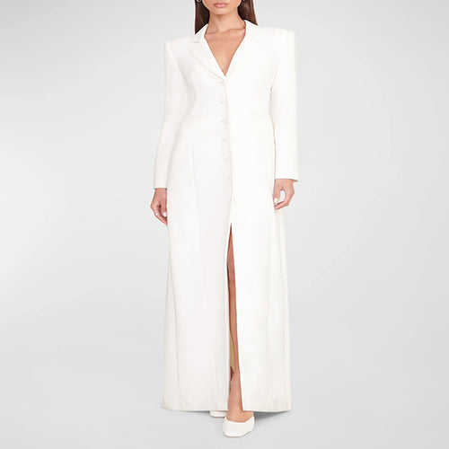 Damen Abendliches Maxikleid‑Blazer mit schlanker Silhouette, Korsettnaht und elegantem Frontschlitz Drune