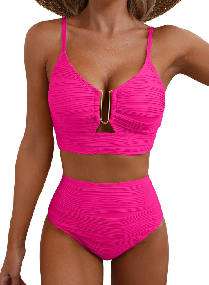 Damen Hochgeschnittener Bikini mit Raffungen Drune