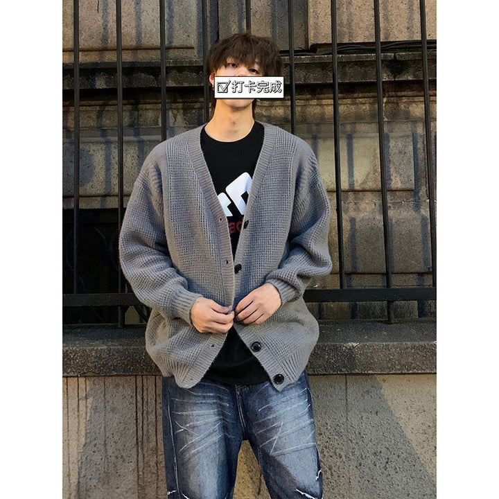 Herren Klassische Strickjacke mit Knopfleiste Drune