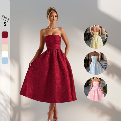 Damen Cocktailkleid mit elegantem Bustier-Oberteil und schwingendem Rock Drune