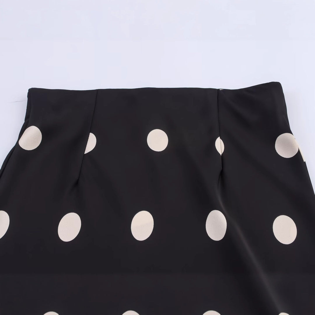 Damen A‑Linien‑Midirock aus Satin mit Pünktchenprint und fließender Silhouette Drune