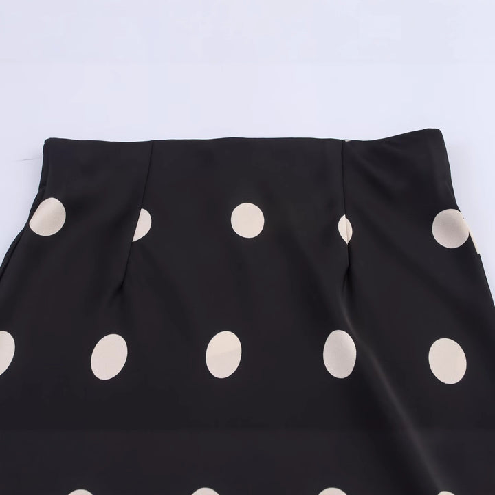 Damen A‑Linien‑Midirock aus Satin mit Pünktchenprint und fließender Silhouette Drune