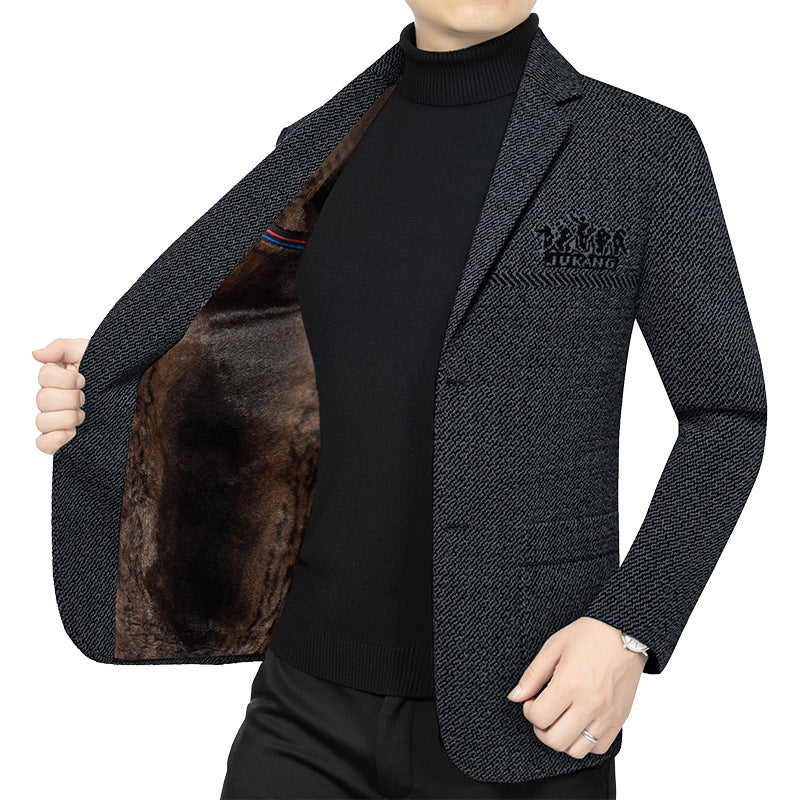 Herren Modernes Tweed-Sakko Slim Fit mit dezentem Emblem Drune