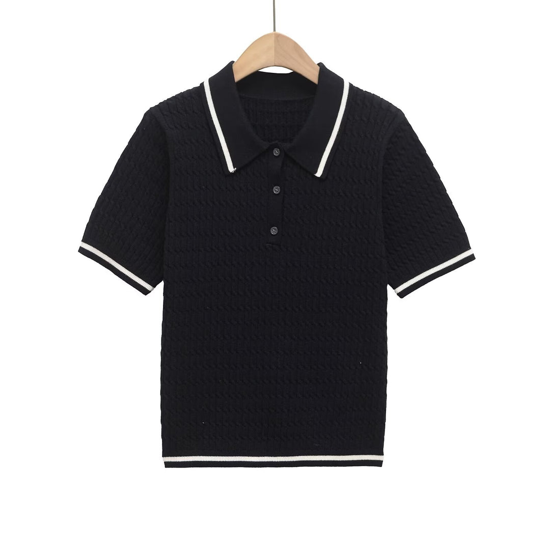 Damen Poloshirt mit strukturiertem Material und edlen Knopfdetails Drune