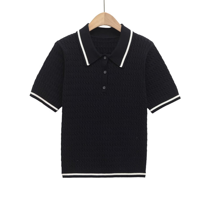 Damen Poloshirt mit strukturiertem Material und edlen Knopfdetails Drune