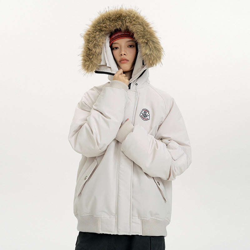 Damen nan oversized Thermo-Parka mit voluminöser Kapuze, abnehmbarer Webpelzblende und Rippbündchen Drune