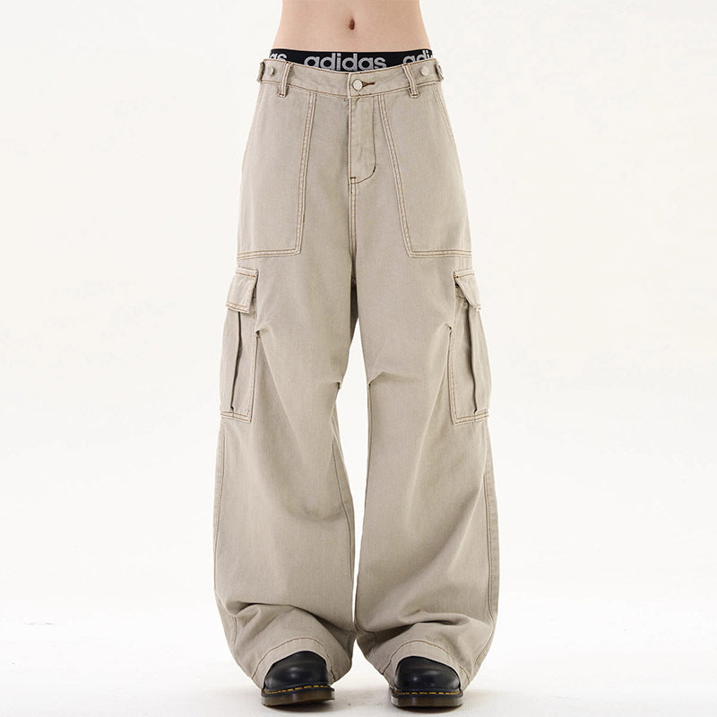 Damen Lässige Weitgeschnittene Cargo-Hose mit praktischen Taschen Drune
