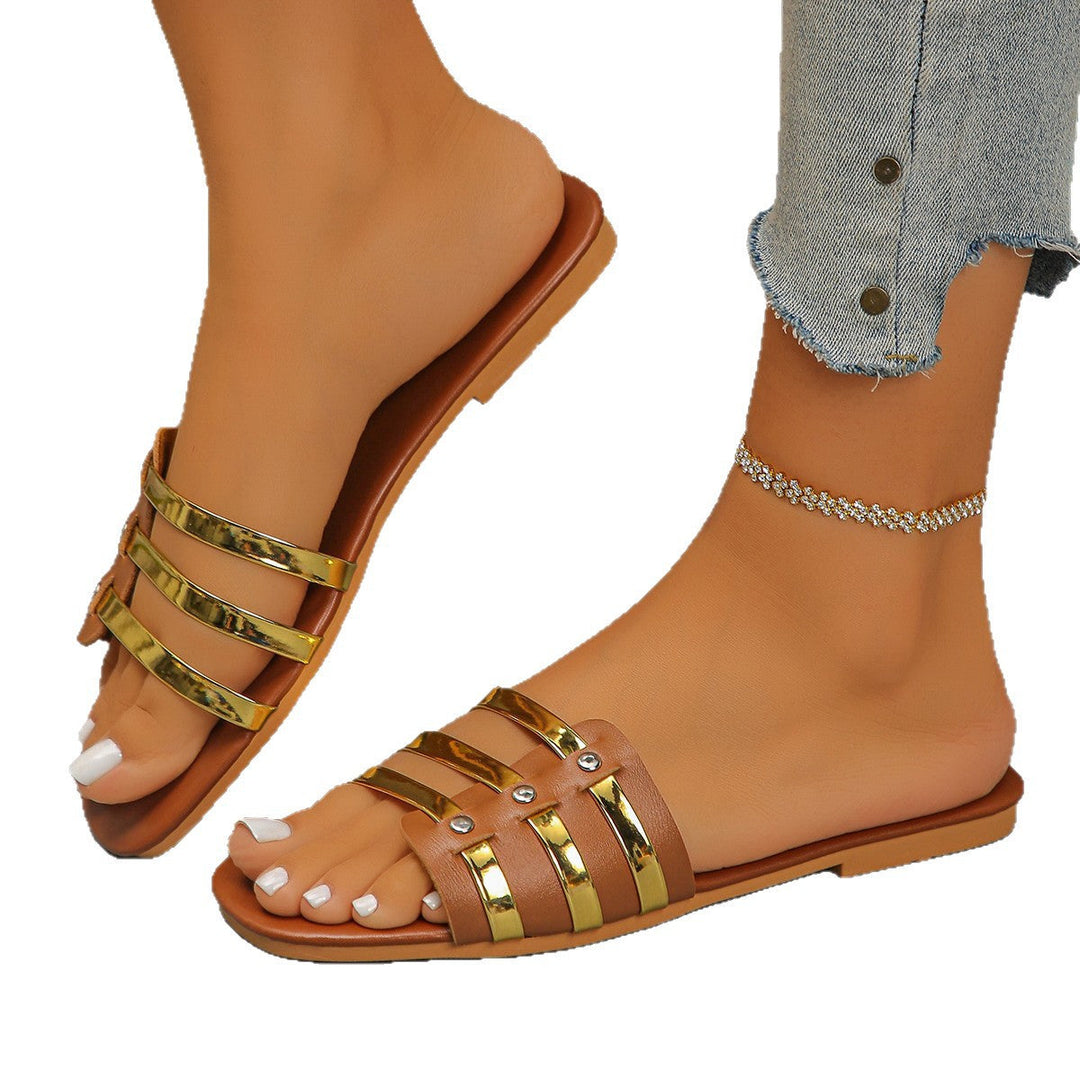 Damen Glamouröse Riemchen-Sandalen mit goldenen Akzenten Drune