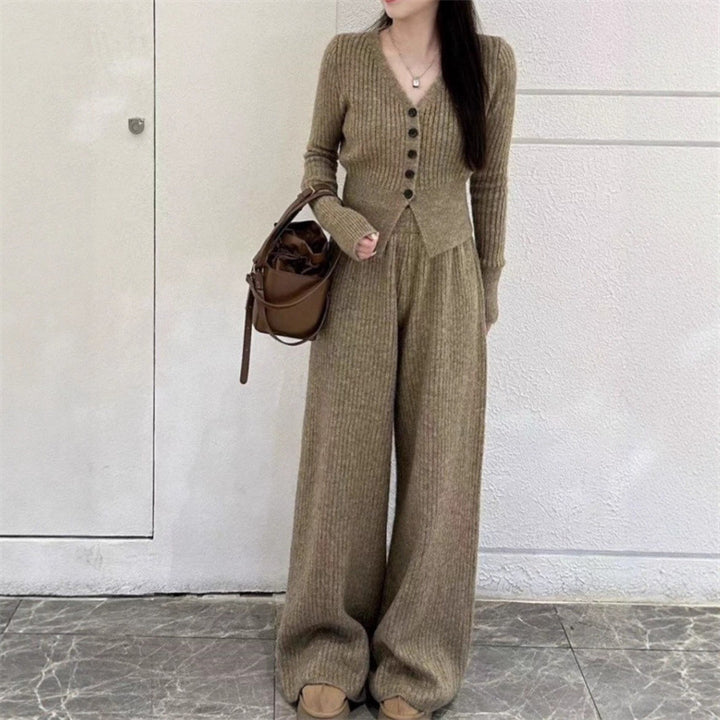 Damen Strickanzug mit Knopfdetails und lässigem Schnitt Drune