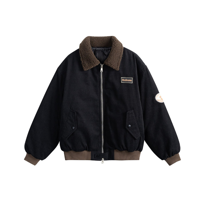 Unisex Boxy‑Bomberjacke mit Teddykragen, Cordoptik und Utility‑Taschen Drune