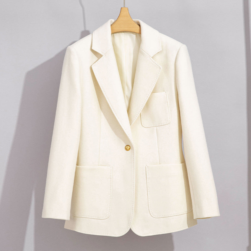Damen Eleganter Wollblazer mit aufgesetzten Taschen Drune