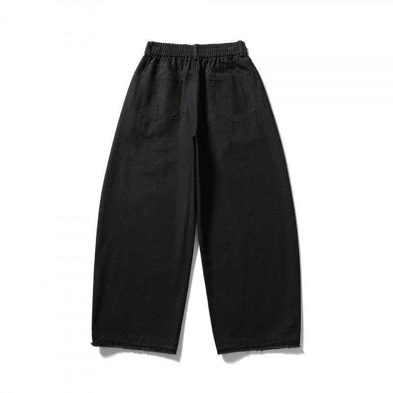 Damen Weite Highwaist-Ballonhose mit elastischem Bund, Eingrifftaschen und Kordelzugsaum Drune