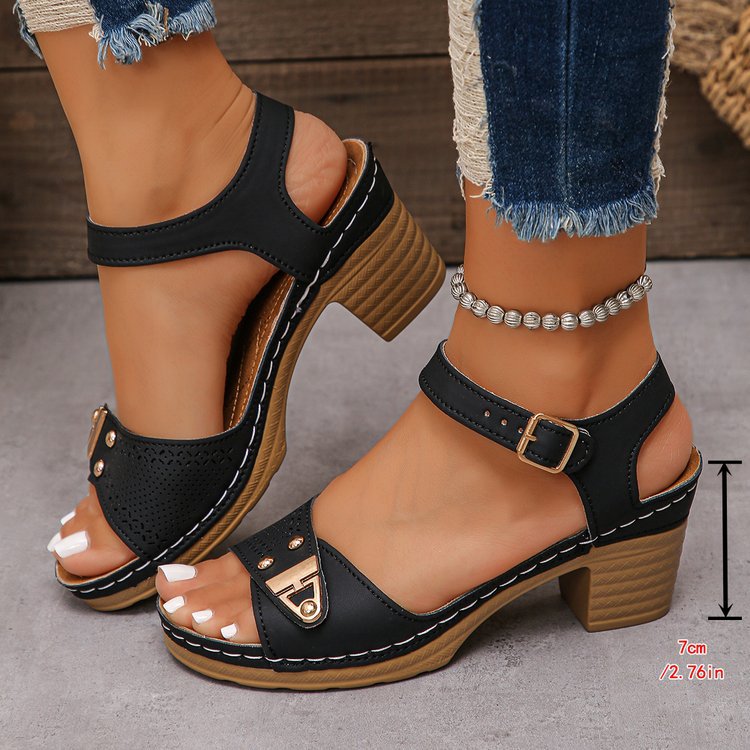 Damen Elegante Sandalen mit Blockabsatz Drune
