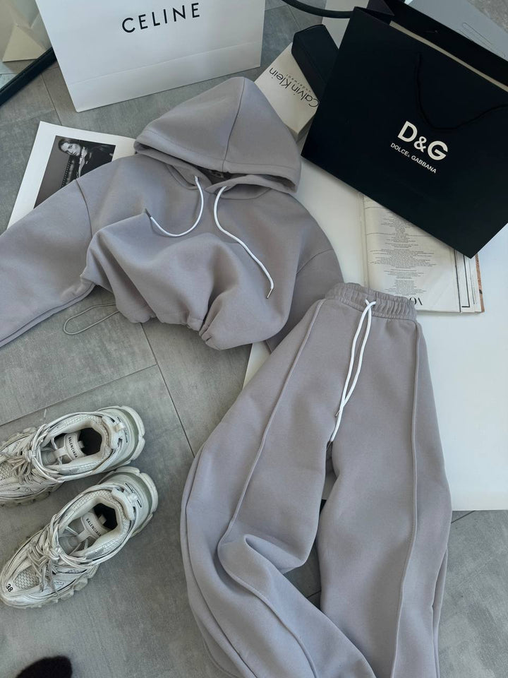 Damen Oversize-Hoodie und Jogginghose Set mit weichem Innenfutter, verstellbarer Kordel und hochgezogenem Bund Drune