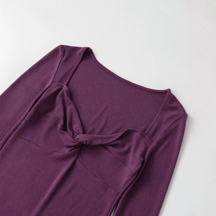 Damen Langarmshirt mit Drehknoten-Detail figurformendem Büstenteil und weiter Ausschnitt Drune