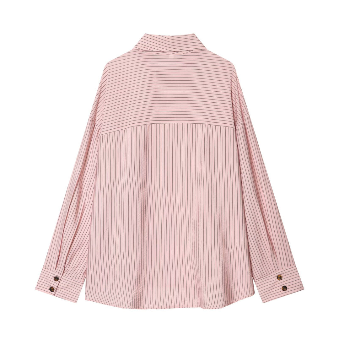 Damen Oversize-Hemdbluse mit durchgehender Knopfleiste und abgerundetem Saum Drune