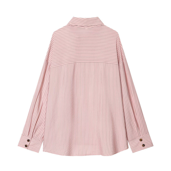 Damen Oversize-Hemdbluse mit durchgehender Knopfleiste und abgerundetem Saum Drune