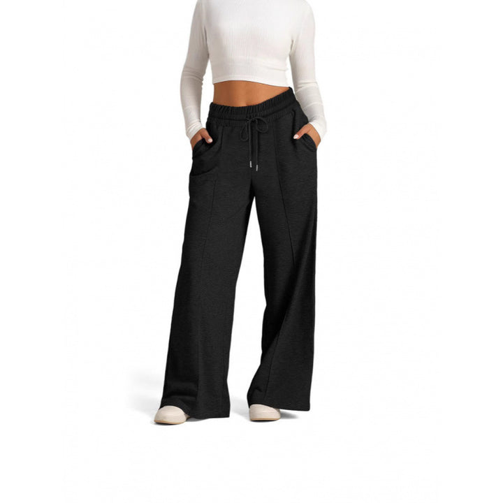 Damen breite Jogginghose mit elastischem Bund und seitlichen Eingrifftaschen Drune