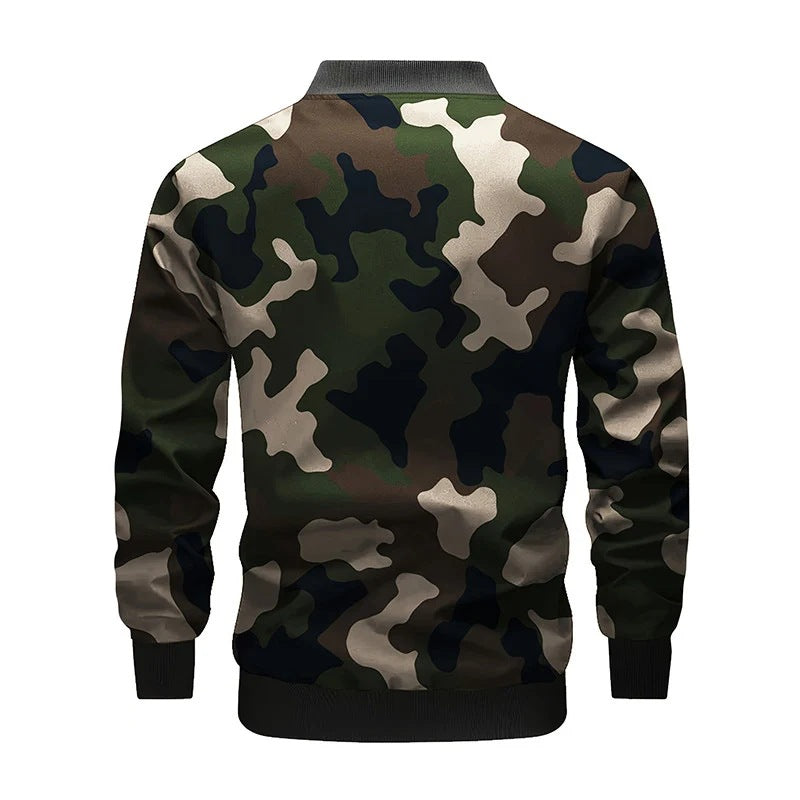 Herren Bomberjacke im Utility‑Stil mit Schulterträgern, Druckknopfleiste & Pattentaschen Drune