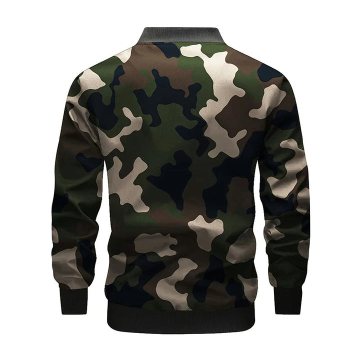 Herren Bomberjacke im Utility‑Stil mit Schulterträgern, Druckknopfleiste & Pattentaschen Drune