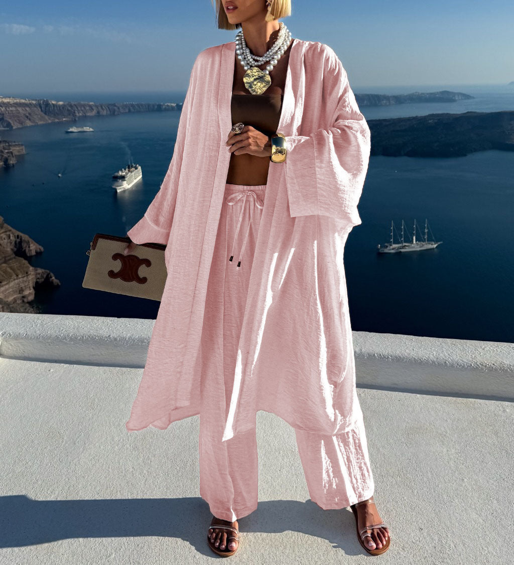 Damen luftiger Kaftan-Set mit weiten Ärmeln Drune