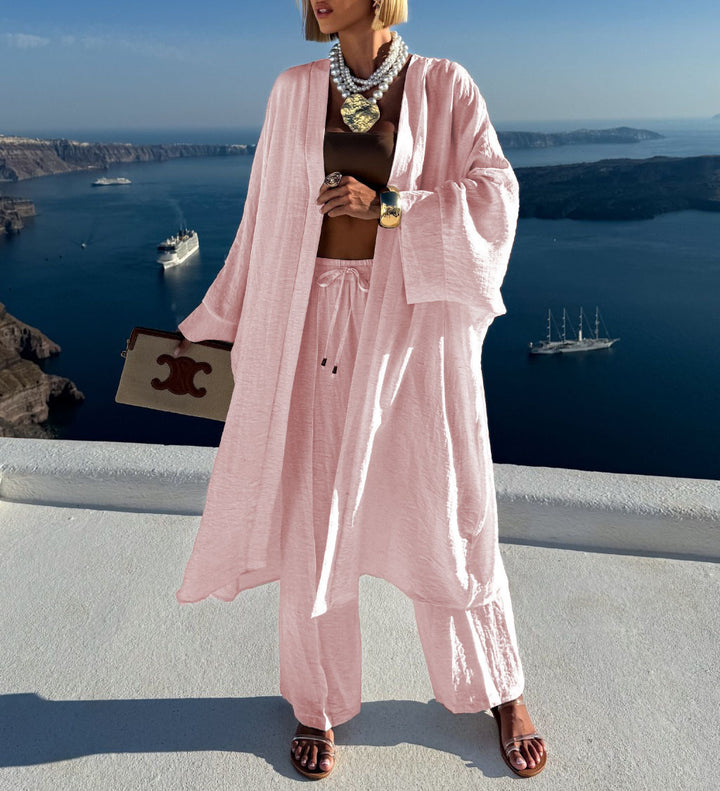 Damen luftiger Kaftan-Set mit weiten Ärmeln Drune
