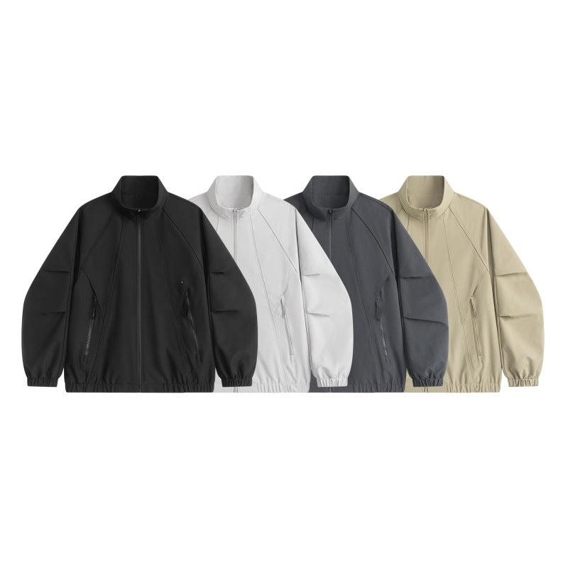Herren Technische Oversize-Softshell-Trainingsjacke mit Stehkragen, ergonomischen Teilungsnähten & wasserabweisender Beschichtung Drune