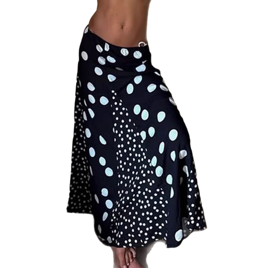 Damen Maxirock mit kontrastierendem Polka Dots Design und weitem Schnitt Drune