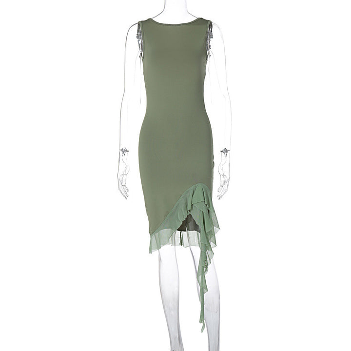 Damen Elegantes Kleid mit Rüschendetails und figurbetontem Schnitt Drune