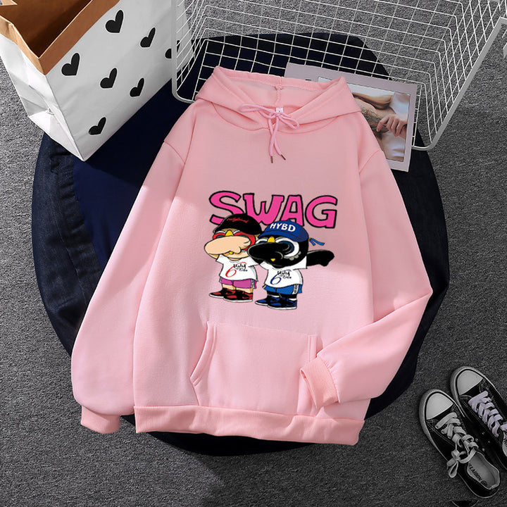 Damen Hoodie mit lustigem Cartoon-Design Drune