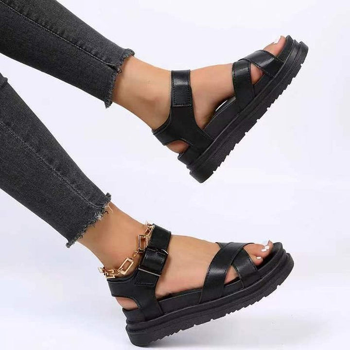 Damen modische Sandalen mit verstellbaren Riemen und weich gepolsterter Sohle Drune