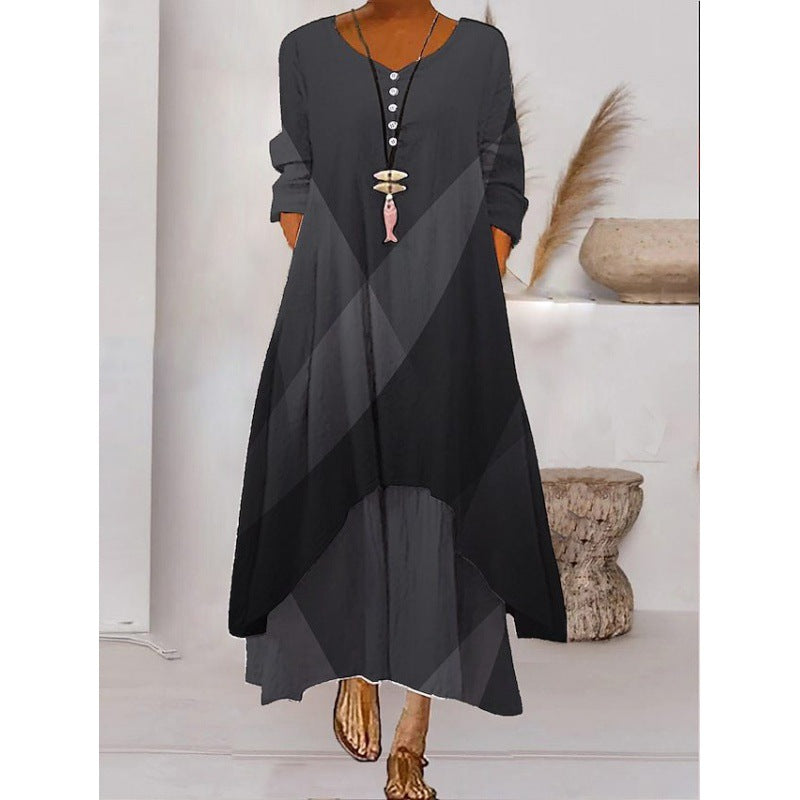 Drune | Maxikleid mit Langen Ärmeln und Knopfverschluss