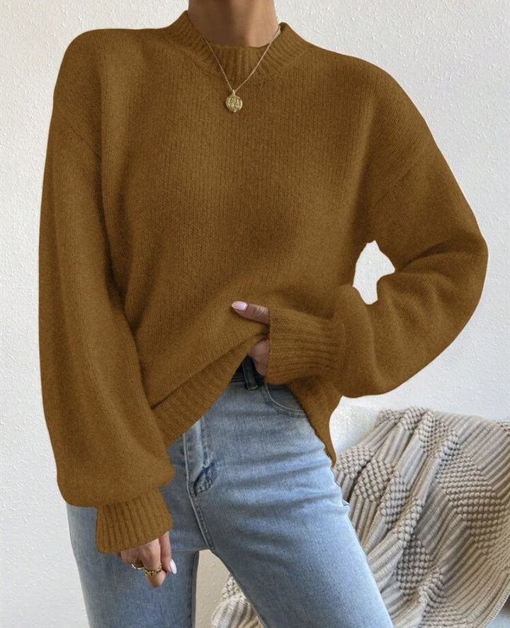 Damen Oversize Feinstrickpullover mit angedeutetem Mohair‑Effekt und verlängerten Rippbündchen Drune