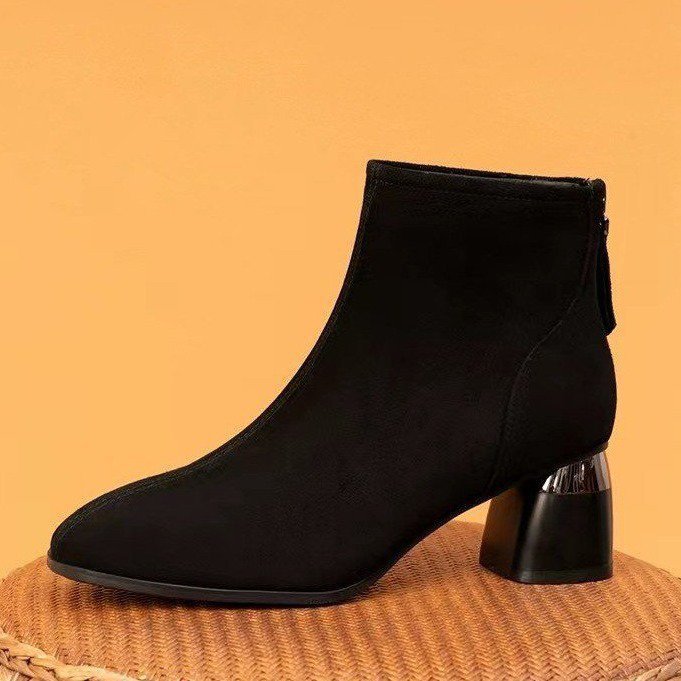 Damen Elegante Veloursleder Stiefeletten Drune