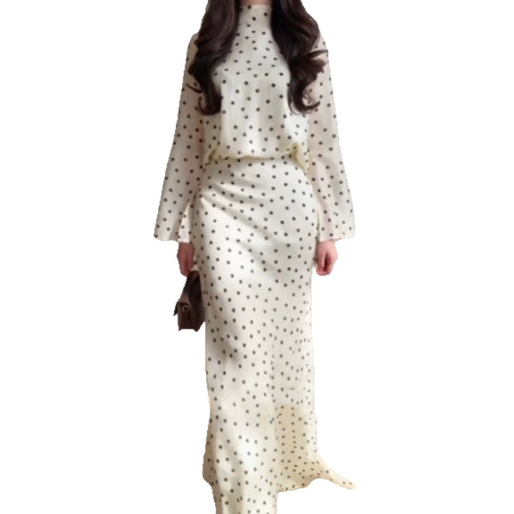 Damen Maxikleid mit taillenbetonter Meerjungfrauen-Silhouette und Tupfenprint Drune