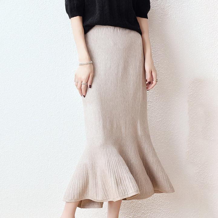 Damen Eleganter Strickrock mit Volant Drune