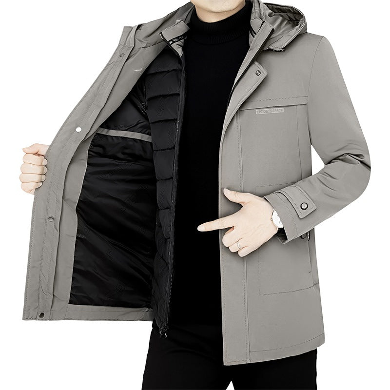 Herren Wasserabweisender Funktions-Mantel mit abnehmbarer Stepp-Innenjacke Drune