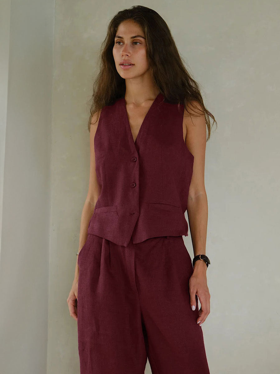 Damen Modische Ärmellose Blazerjacke Drune