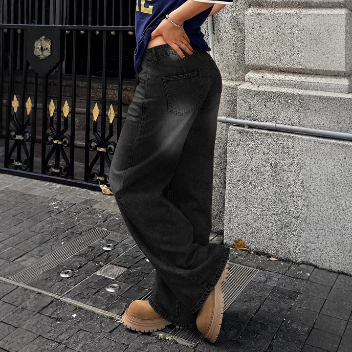 Damen weite hochtaillierte Denim-Jeans im Baggy‑Stil mit extra weitem Bein Drune