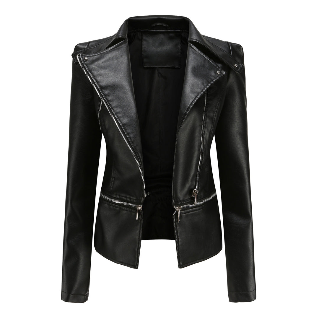 Damen Lederjacke mit asymmetrischem Reißverschluss und stilvollen Zipper-Details Drune