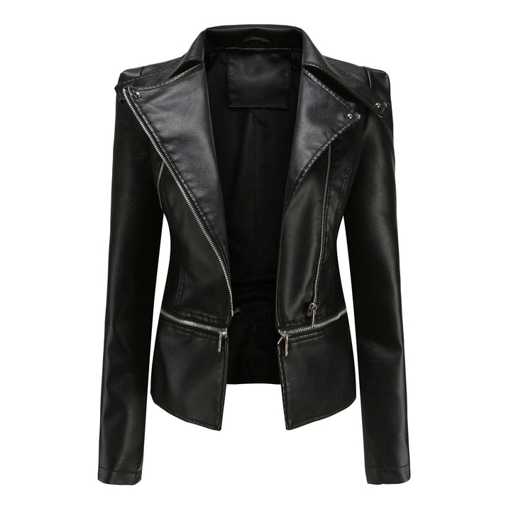 Damen Lederjacke mit asymmetrischem Reißverschluss und stilvollen Zipper-Details Drune