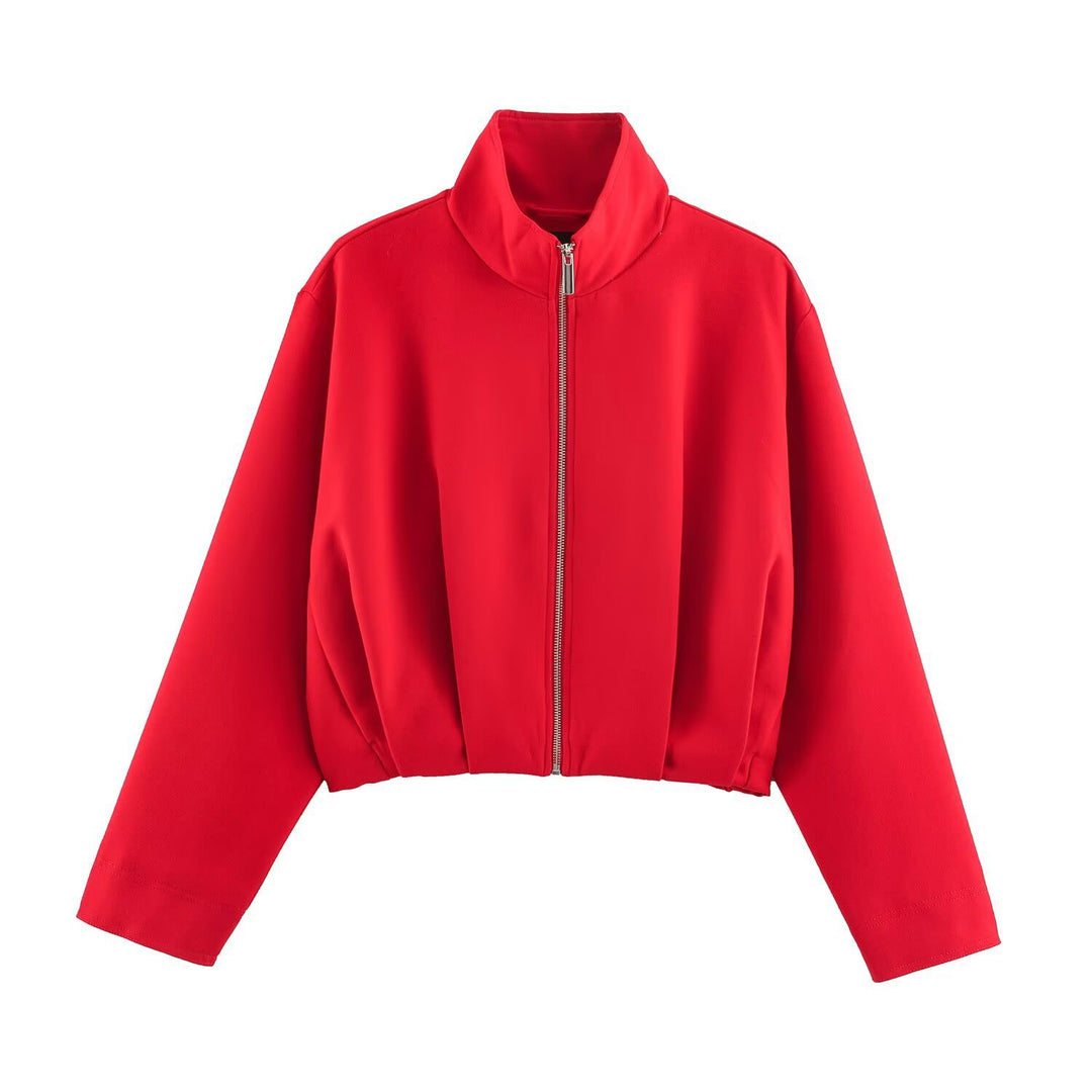Damen Kurzblouson im Boxy‑Cut mit hohem Stehkragen und elastischem Saum Drune