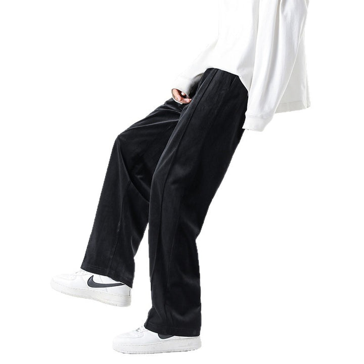 Herren Weite Velours-Jogginghose mit elastischem Bund und Kordelzug Drune