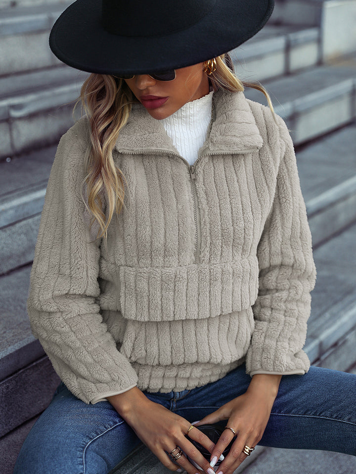 Damen Fleece Pullover mit hohem Kragen Drune