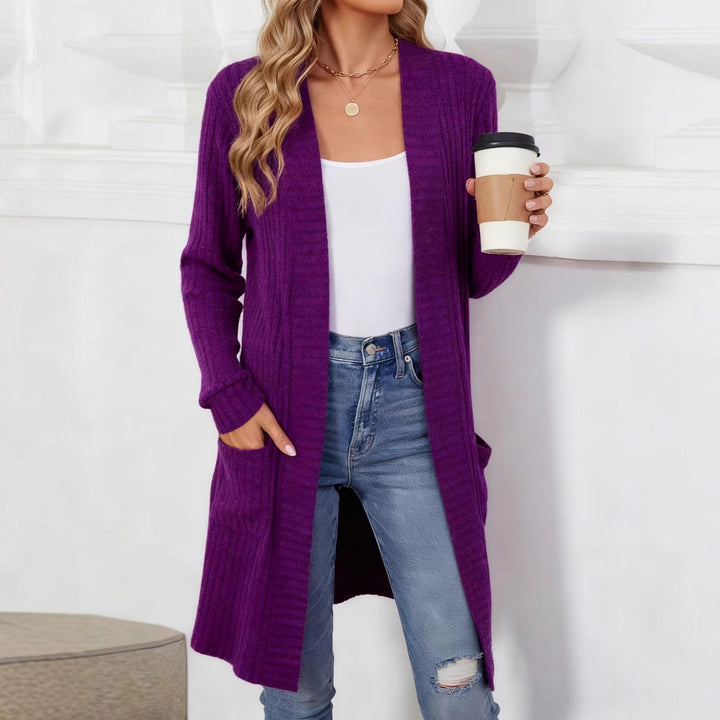 Damen Longcardigan aus geripptem Chenille mit aufgesetzten Taschen Drune