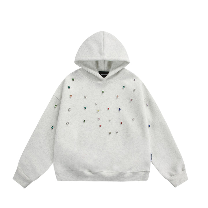 Damen Oversize-Kapuzenpullover mit Strassapplikationen und Relaxed-Schnitt Drune